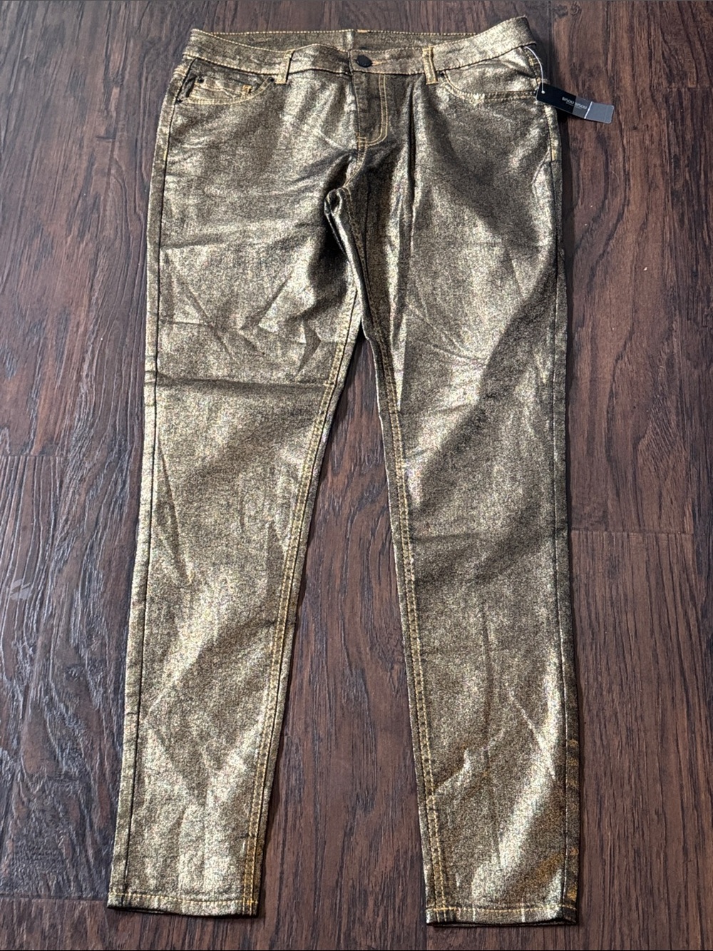Bisou Bisou Gold Metallic Skinny Jeans